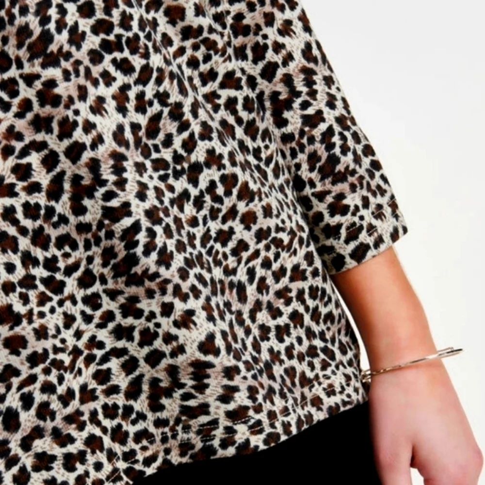 ONLY Animal Print Loose Long Sleeve Top in Blush Pink & Black - Picture 5 of 14